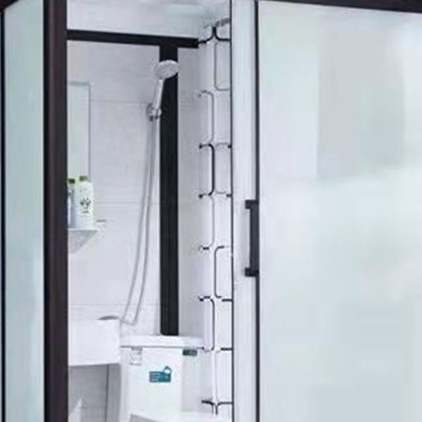 Framed Frosted Shower Kit Rectangle Matt Black Shower Stall with Base Included Clearhalo 'Bathroom Remodel & Bathroom Fixtures' 'Home Improvement' 'home_improvement' 'home_improvement_shower_stalls_enclosures' 'Shower Stalls & Enclosures' 'shower_stalls_enclosures' 'Showers & Bathtubs' 1200x1200_0bce6068-9b2d-46ca-a417-ef457ac00cb7