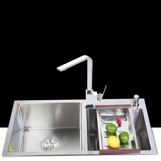 Stainless Steel Workstation Sink Dual Mount Modern Kitchen Bar Sink Clearhalo 'Home Improvement' 'home_improvement' 'home_improvement_kitchen_sinks' 'Kitchen Remodel & Kitchen Fixtures' 'Kitchen Sinks & Faucet Components' 'Kitchen Sinks' 'kitchen_sinks' 1200x1200_0bd0a755-7a69-4cad-be32-4fb97f0b643a