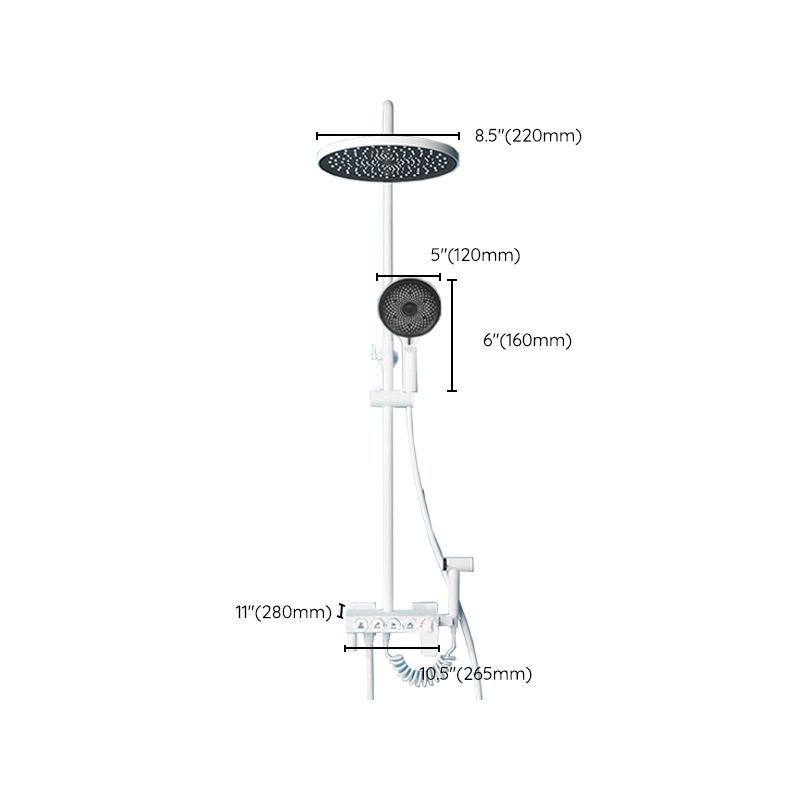 Wall Mounted Shower Arm Shower Faucet in White Metal Shower System Adjustable Water Flow Clearhalo 'Bathroom Remodel & Bathroom Fixtures' 'Home Improvement' 'home_improvement' 'home_improvement_shower_faucets' 'Shower Faucets & Systems' 'shower_faucets' 'Showers & Bathtubs Plumbing' 'Showers & Bathtubs' 1200x1200_0bec32b1-78f2-4ba7-95c7-39d7f343a06c