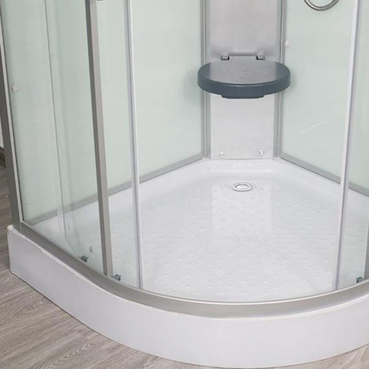Tempered White Shower Kit Framed Double Sliding Rounded Shower Stall Clearhalo 'Bathroom Remodel & Bathroom Fixtures' 'Home Improvement' 'home_improvement' 'home_improvement_shower_stalls_enclosures' 'Shower Stalls & Enclosures' 'shower_stalls_enclosures' 'Showers & Bathtubs' 1200x1200_0c04f6c6-6e10-43da-a210-e833dceb6aff