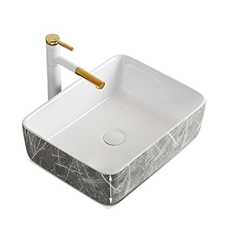 Modern Bathroom Sink Ceramic Marble Pattern Round Bathroom Sink with Pulling Faucet Clearhalo 'Bathroom Remodel & Bathroom Fixtures' 'Bathroom Sinks & Faucet Components' 'Bathroom Sinks' 'bathroom_sink' 'Home Improvement' 'home_improvement' 'home_improvement_bathroom_sink' 1200x1200_0c1c64c0-a923-4cec-ab45-e35ed3034cc1