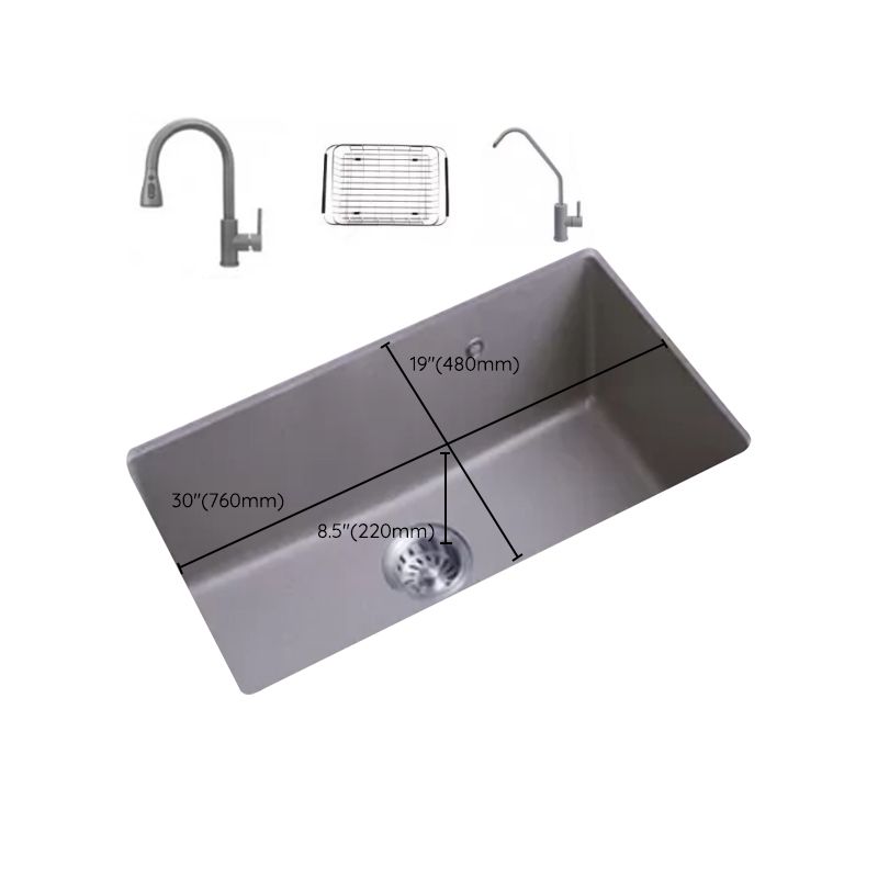Modern Kitchen Sink Rectangular Grey Faucet Pull-out Anti-spill Sink Clearhalo 'Home Improvement' 'home_improvement' 'home_improvement_kitchen_sinks' 'Kitchen Remodel & Kitchen Fixtures' 'Kitchen Sinks & Faucet Components' 'Kitchen Sinks' 'kitchen_sinks' 1200x1200_0c1eb91f-a157-4557-9118-7f631012ab57