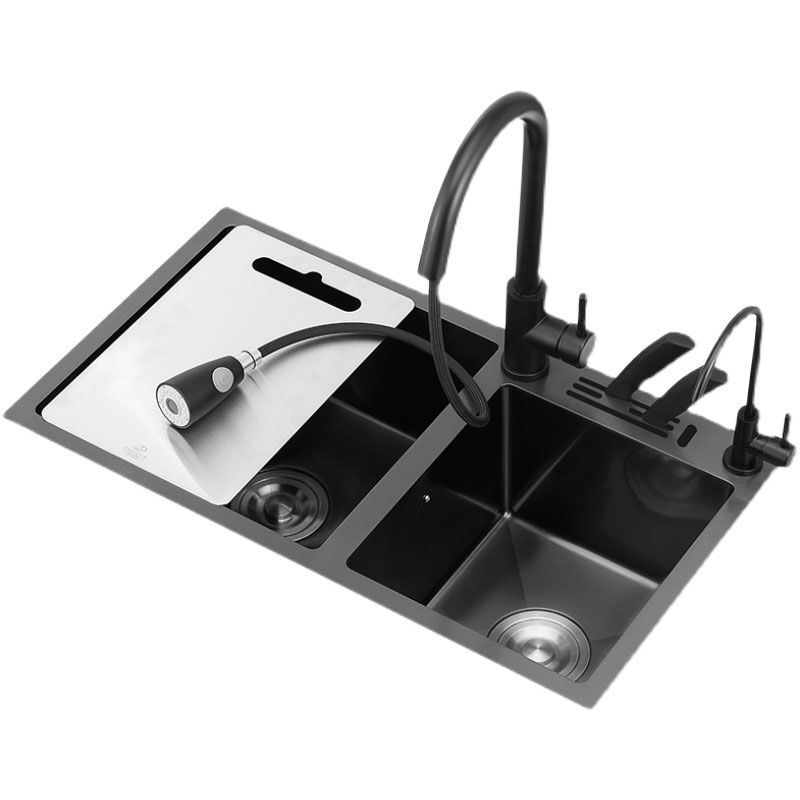 Classic Sink Stainless Steel Double Basin Workstation Sink with Faucet Clearhalo 'Home Improvement' 'home_improvement' 'home_improvement_kitchen_sinks' 'Kitchen Remodel & Kitchen Fixtures' 'Kitchen Sinks & Faucet Components' 'Kitchen Sinks' 'kitchen_sinks' 1200x1200_0c3857f4-5780-4466-b15b-81a11ad78f96
