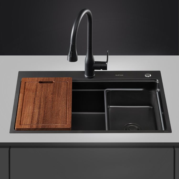 Kitchen Sink Ceramic Rectangular Faucet Pull-out Black Kitchen Sink Clearhalo 'Home Improvement' 'home_improvement' 'home_improvement_kitchen_sinks' 'Kitchen Remodel & Kitchen Fixtures' 'Kitchen Sinks & Faucet Components' 'Kitchen Sinks' 'kitchen_sinks' 1200x1200_0c3c108d-527f-44d0-b124-e6809b28bb87