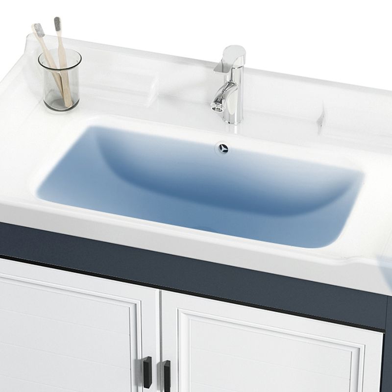 Mirror Bathroom Vanity Freestanding Rectangular Single Sink Metal Frame Vanity with Doors Clearhalo 'Bathroom Remodel & Bathroom Fixtures' 'Bathroom Vanities' 'bathroom_vanities' 'Home Improvement' 'home_improvement' 'home_improvement_bathroom_vanities' 1200x1200_0c45c7cb-841c-470e-b577-c43a4db4dee8