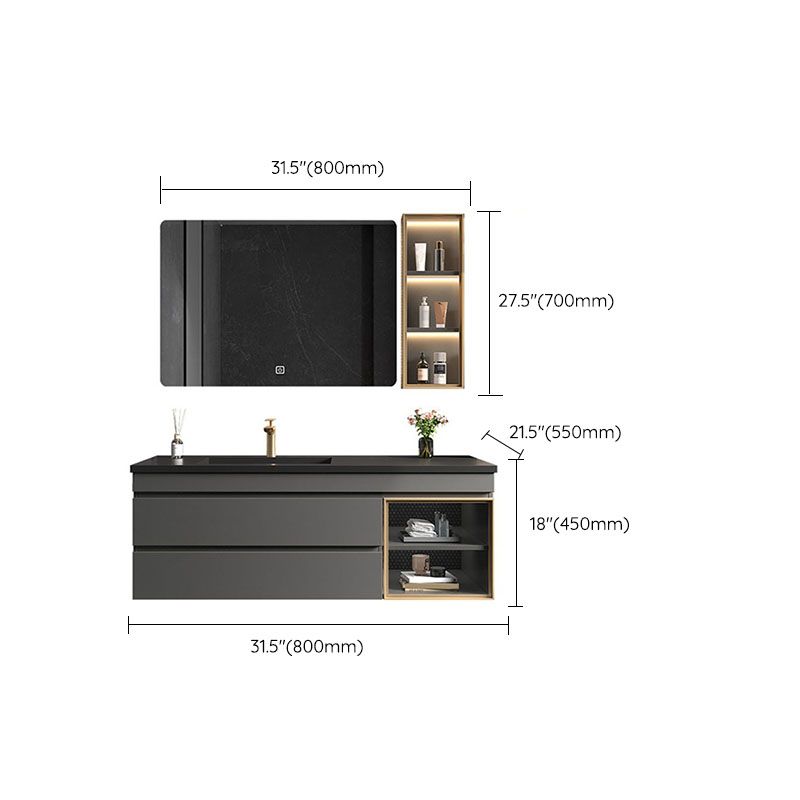 Wall Mount Modern Bathroom Sink Vanity with Faucet Sink Mirror Clearhalo 'Bathroom Remodel & Bathroom Fixtures' 'Bathroom Vanities' 'bathroom_vanities' 'Home Improvement' 'home_improvement' 'home_improvement_bathroom_vanities' 1200x1200_0c5e45d7-8c55-47d7-8350-eba94ec346a9