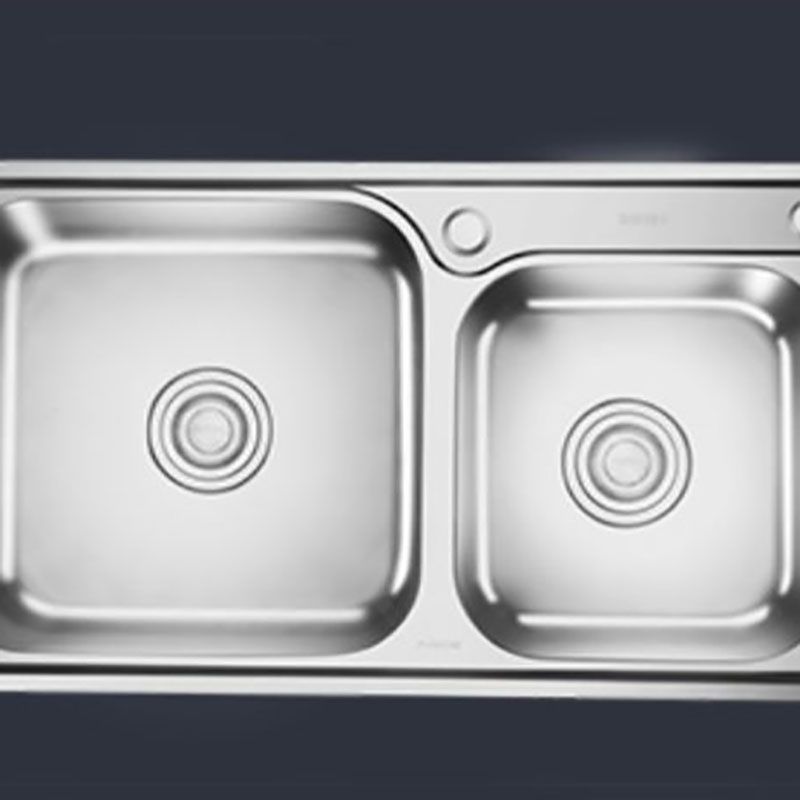 Double Basin Kitchen Sink Modern Stainless Steel Kitchen Sink with Drain Assembly Clearhalo 'Home Improvement' 'home_improvement' 'home_improvement_kitchen_sinks' 'Kitchen Remodel & Kitchen Fixtures' 'Kitchen Sinks & Faucet Components' 'Kitchen Sinks' 'kitchen_sinks' 1200x1200_0c63b930-7e1a-46bd-941a-727659209936