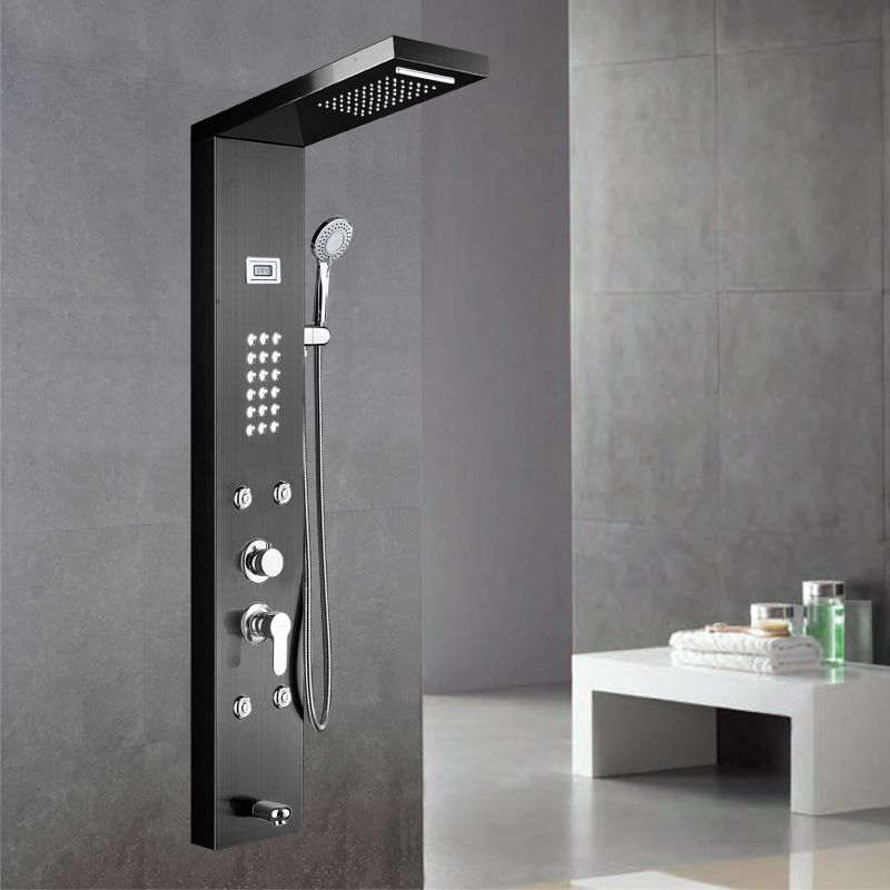 Wall-Mounted Shower Set Square Lever Handle Stainless Steel Shower Set with Handshower Clearhalo 'Bathroom Remodel & Bathroom Fixtures' 'Home Improvement' 'home_improvement' 'home_improvement_shower_faucets' 'Shower Faucets & Systems' 'shower_faucets' 'Showers & Bathtubs Plumbing' 'Showers & Bathtubs' 1200x1200_0c65bbd3-0a90-4b1f-83e5-813701364233