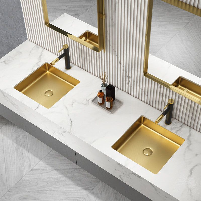 Contemporary Bathroom Sink Metal Rectangular Drop-in Bathroom Sink with Pop-Up Drain Clearhalo 'Bathroom Remodel & Bathroom Fixtures' 'Bathroom Sinks & Faucet Components' 'Bathroom Sinks' 'bathroom_sink' 'Home Improvement' 'home_improvement' 'home_improvement_bathroom_sink' 1200x1200_0c66157e-c4f9-496d-ae43-5df13a950fb3