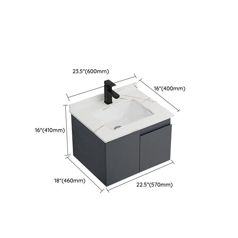 Grey Bath Vanity Wall Mount Rectangular Single Sink Mirror Metal Frame Vanity with Doors Clearhalo 'Bathroom Remodel & Bathroom Fixtures' 'Bathroom Vanities' 'bathroom_vanities' 'Home Improvement' 'home_improvement' 'home_improvement_bathroom_vanities' 1200x1200_0c7a68a8-3b2c-4999-a7bd-e5ff00f24e17