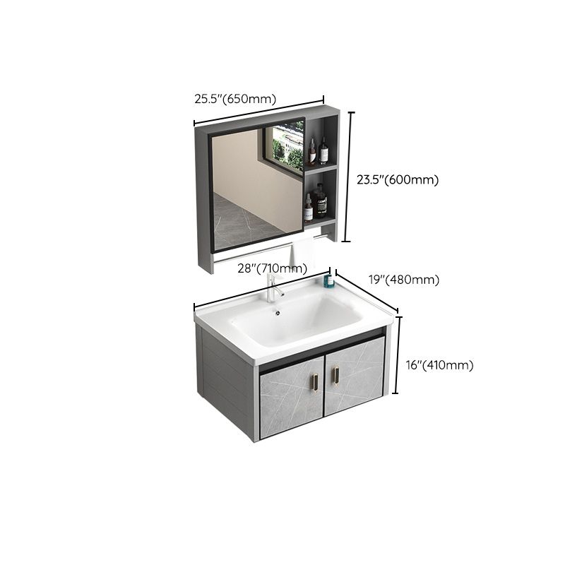 Modern Vanity Rectangular Gray Single Wall Mount Metal Vanity Set Clearhalo 'Bathroom Remodel & Bathroom Fixtures' 'Bathroom Vanities' 'bathroom_vanities' 'Home Improvement' 'home_improvement' 'home_improvement_bathroom_vanities' 1200x1200_0ca4214f-b114-4893-8583-e6317b0f6a29