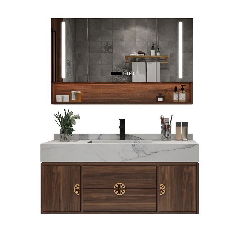 Wood Frame Vanity 2 Drawers Wall Mount Single Sink Rectangle Bathroom Vanity with Mirror Clearhalo 'Bathroom Remodel & Bathroom Fixtures' 'Bathroom Vanities' 'bathroom_vanities' 'Home Improvement' 'home_improvement' 'home_improvement_bathroom_vanities' 1200x1200_0ca65fc9-83e0-4ef8-91a9-cd62259885fc