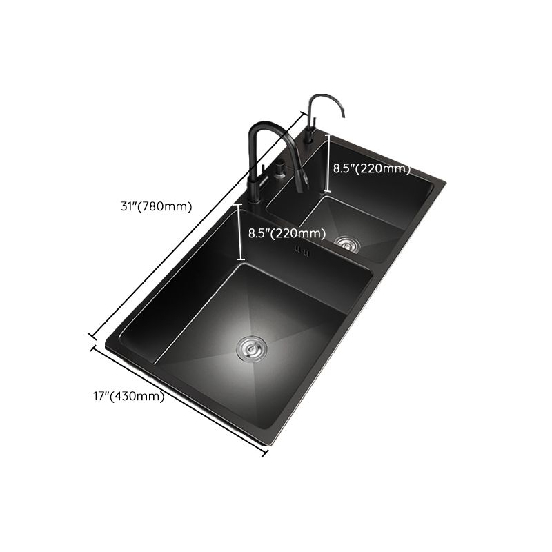 Contemporary Style Kitchen Sink Stainless Steel Drop-In Kitchen Double Sink Clearhalo 'Home Improvement' 'home_improvement' 'home_improvement_kitchen_sinks' 'Kitchen Remodel & Kitchen Fixtures' 'Kitchen Sinks & Faucet Components' 'Kitchen Sinks' 'kitchen_sinks' 1200x1200_0caa229c-1e76-438a-962d-95ee7158a98c