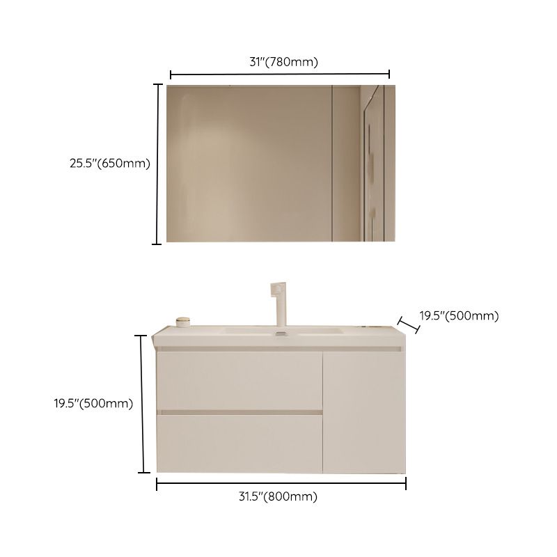 Drawers Vanity Set White Wood Rectangle Single Sink Wall Mount Bath Vanity with Mirror Clearhalo 'Bathroom Remodel & Bathroom Fixtures' 'Bathroom Vanities' 'bathroom_vanities' 'Home Improvement' 'home_improvement' 'home_improvement_bathroom_vanities' 1200x1200_0cb3642d-d502-4e0f-aefc-603177156bff