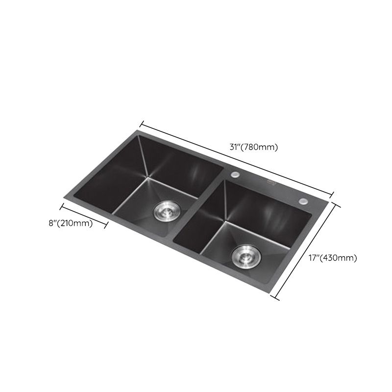 Classic Style Kitchen Sink Stainless Steel Kitchen Double Sink with Drain Strainer Kit Clearhalo 'Home Improvement' 'home_improvement' 'home_improvement_kitchen_sinks' 'Kitchen Remodel & Kitchen Fixtures' 'Kitchen Sinks & Faucet Components' 'Kitchen Sinks' 'kitchen_sinks' 1200x1200_0cbc9f46-5795-4e6b-92c2-c99a8ce8d8e3