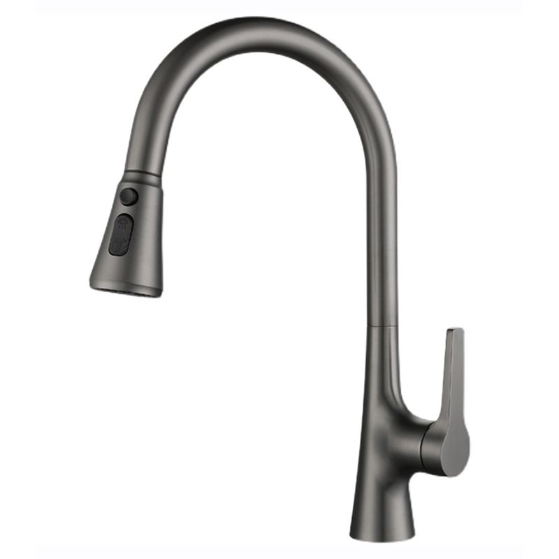 Modern Style Kitchen Faucet Gooseneck Copper Lever Handle Kitchen Faucet Clearhalo 'Home Improvement' 'home_improvement' 'home_improvement_kitchen_faucets' 'Kitchen Faucets' 'Kitchen Remodel & Kitchen Fixtures' 'Kitchen Sinks & Faucet Components' 'kitchen_faucets' 1200x1200_0cd32c32-17ea-404c-9af8-eed61787d5bc
