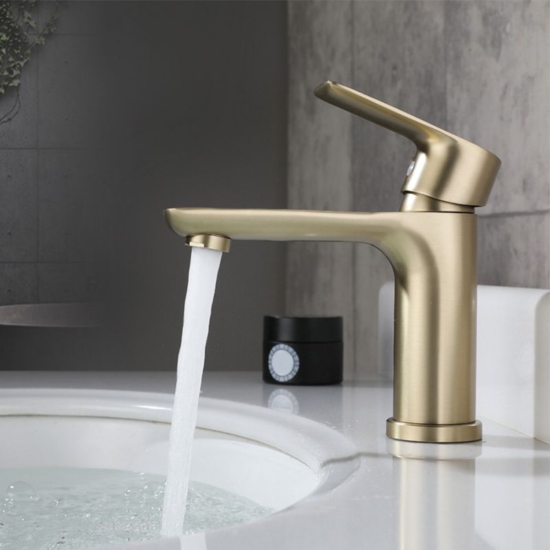 Modern Brass Basin Faucet Single Hole Bathroom Faucet Lever Handle Sink Faucet Clearhalo 'Bathroom Remodel & Bathroom Fixtures' 'Bathroom Sink Faucets' 'Bathroom Sinks & Faucet Components' 'bathroom_sink_faucets' 'Home Improvement' 'home_improvement' 'home_improvement_bathroom_sink_faucets' 1200x1200_0cd7ee41-30a5-4f7e-86d8-162138f203e8