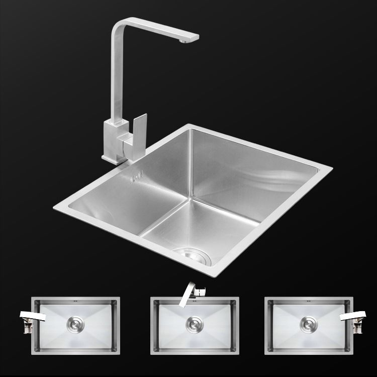 Single Bowl Kitchen Sink Stainless Steel Kitchen Sink with Rectangle Shape Clearhalo 'Home Improvement' 'home_improvement' 'home_improvement_kitchen_sinks' 'Kitchen Remodel & Kitchen Fixtures' 'Kitchen Sinks & Faucet Components' 'Kitchen Sinks' 'kitchen_sinks' 1200x1200_0ce44934-ad6b-425a-9a9b-14be507ae5b1