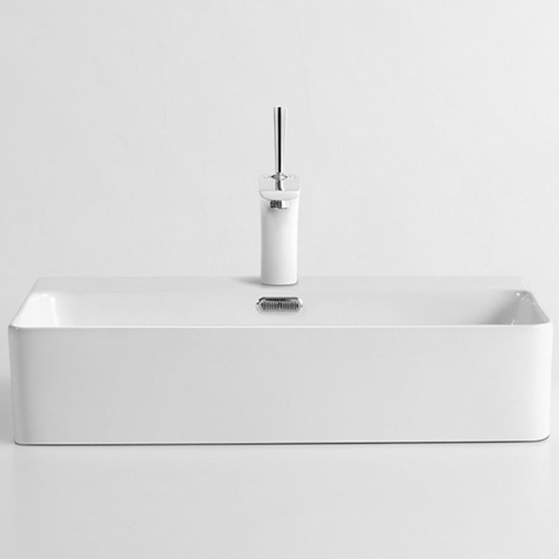 Modern Style Rectangular Vessel Sink with 1-Faucet Hole Porcelain Wash Stand Clearhalo 'Bathroom Remodel & Bathroom Fixtures' 'Bathroom Sinks & Faucet Components' 'Bathroom Sinks' 'bathroom_sink' 'Home Improvement' 'home_improvement' 'home_improvement_bathroom_sink' 1200x1200_0cf55895-ec62-4479-ae8e-94243853434d