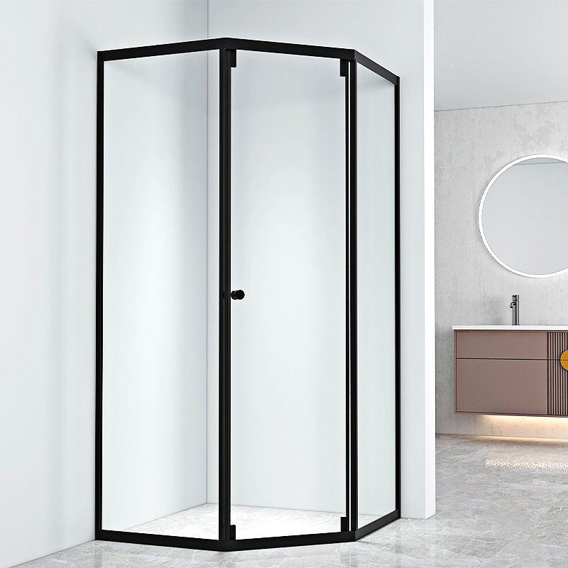 Black Framed Shower Enclosure Corner Single Sliding Shower Stall With Door Handles Clearhalo 'Bathroom Remodel & Bathroom Fixtures' 'Home Improvement' 'home_improvement' 'home_improvement_shower_stalls_enclosures' 'Shower Stalls & Enclosures' 'shower_stalls_enclosures' 'Showers & Bathtubs' 1200x1200_0d0428c0-7997-44b2-85d5-f5d71e853aa4