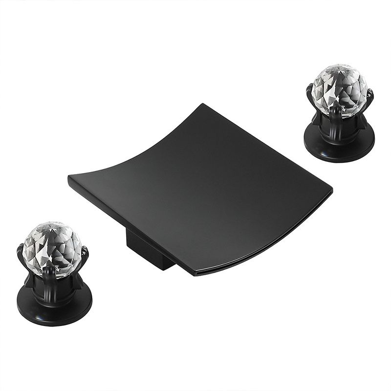 Modern Black Basin Lavatory Faucet with 2 Handle Solid Brass Bathroom Sink Faucet Clearhalo 'Bathroom Remodel & Bathroom Fixtures' 'Bathroom Sink Faucets' 'Bathroom Sinks & Faucet Components' 'bathroom_sink_faucets' 'Casa' 'Home Improvement' 'home_improvement' 'home_improvement_bathroom_sink_faucets' 1200x1200_0d43962d-cfde-49e1-bb65-c8dae5cb31ef