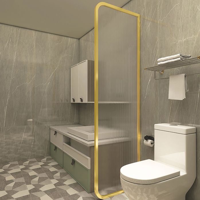 Black and Gold Fixed Glass Panel Framed Single Fixed Bath Fixed Panel Clearhalo 'Bathroom Remodel & Bathroom Fixtures' 'Home Improvement' 'home_improvement' 'home_improvement_shower_tub_doors' 'Shower and Tub Doors' 'shower_tub_doors' 'Showers & Bathtubs' 1200x1200_0d44d328-84a9-442d-ae3f-9b945aa1cb18