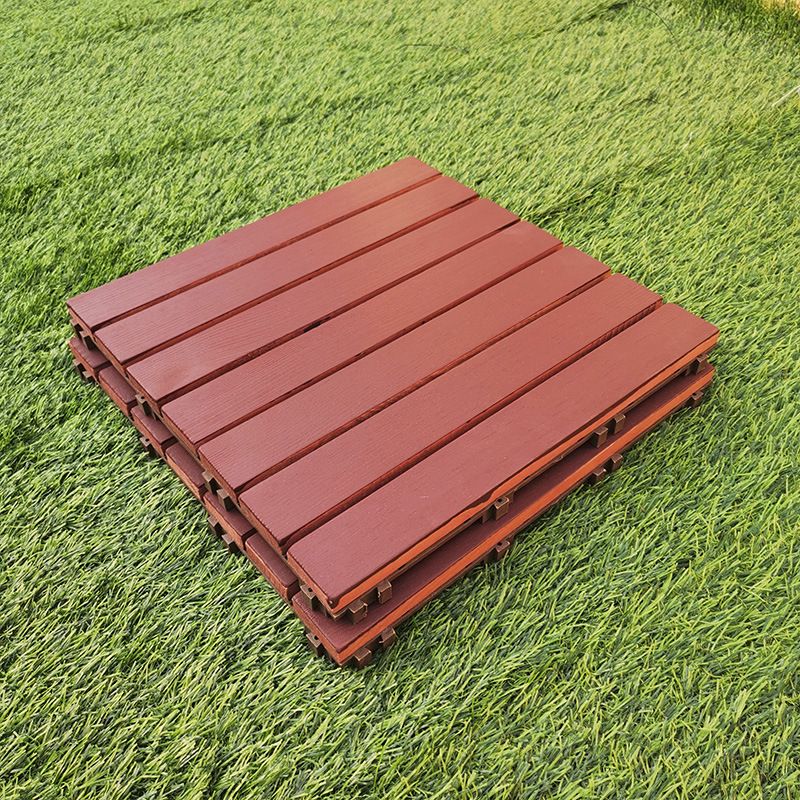 Red 6-Slat Square Wood Patio Tiles Snap Fit Installation Floor Board Tiles Clearhalo 'Home Improvement' 'home_improvement' 'home_improvement_outdoor_deck_tiles_planks' 'Outdoor Deck Tiles & Planks' 'Outdoor Flooring & Tile' 'Outdoor Remodel' 'outdoor_deck_tiles_planks' 1200x1200_0d5d8e2b-e158-4288-b0c0-e02fce2949d1