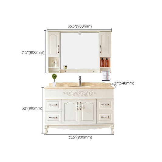 Wood Frame Bathroom Vanity White Freestanding Mirror Drawers Rectangle Vanity with 2 Doors Clearhalo 'Bathroom Remodel & Bathroom Fixtures' 'Bathroom Vanities' 'bathroom_vanities' 'Home Improvement' 'home_improvement' 'home_improvement_bathroom_vanities' 1200x1200_0d7824fc-0a59-46cb-97e5-51e09d8d1fb4