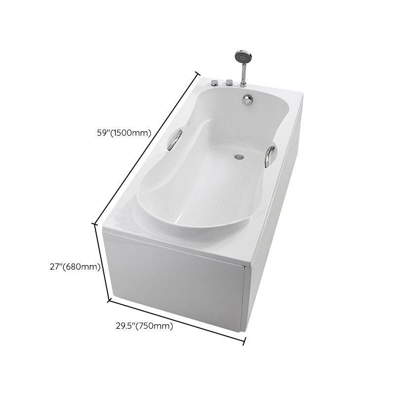 Acrylic Bath Soaking Back to Wall Bathtub in White , 29.53-inch Tall Clearhalo 'Bathroom Remodel & Bathroom Fixtures' 'Bathtubs' 'Home Improvement' 'home_improvement' 'home_improvement_bathtubs' 'Showers & Bathtubs' 1200x1200_0d7cc1fb-2863-4c97-86d0-25b7c2f26f65