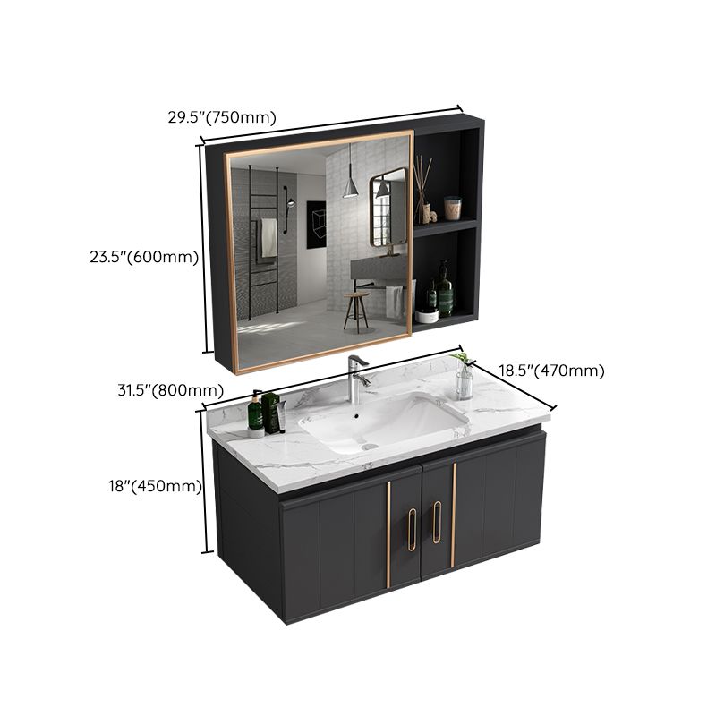 Wall Mount Bathroom Sink Vanity Glam Bathroom Vanity with Mirror Clearhalo 'Bathroom Remodel & Bathroom Fixtures' 'Bathroom Vanities' 'bathroom_vanities' 'Home Improvement' 'home_improvement' 'home_improvement_bathroom_vanities' 1200x1200_0d91dacc-6a7b-4072-8101-c06868dc3c52