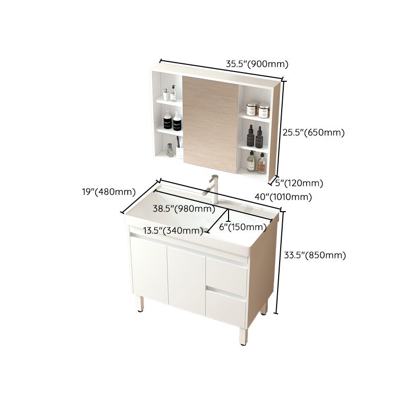 Wooden Sink Vanity Modern White Single-Sink Rectangular Vanity Set Clearhalo 'Bathroom Remodel & Bathroom Fixtures' 'Bathroom Vanities' 'bathroom_vanities' 'Home Improvement' 'home_improvement' 'home_improvement_bathroom_vanities' 1200x1200_0d9bd98f-fded-493b-ac9d-a746f3027a65