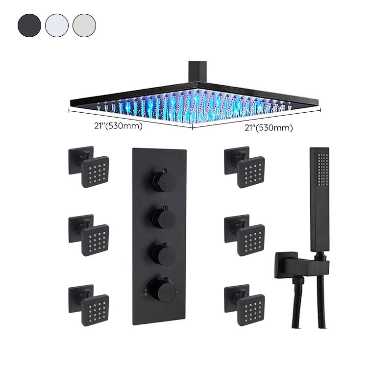 Shower System Ceiling Mounted Massage Jets Square Rain Shower Head Shower Trim Clearhalo 'Bathroom Remodel & Bathroom Fixtures' 'Home Improvement' 'home_improvement' 'home_improvement_shower_faucets' 'Shower Faucets & Systems' 'shower_faucets' 'Showers & Bathtubs Plumbing' 'Showers & Bathtubs' 1200x1200_0dc2fbc9-811c-4763-bc4e-861a244098d7