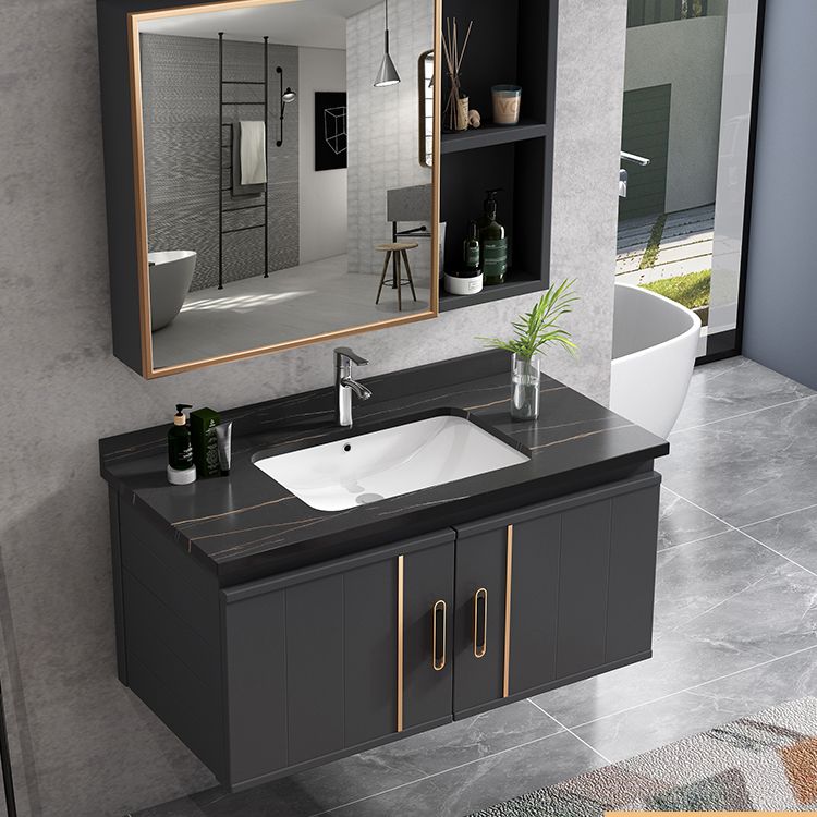 Wall Mount Bathroom Sink Vanity Glam Bathroom Vanity with Mirror Clearhalo 'Bathroom Remodel & Bathroom Fixtures' 'Bathroom Vanities' 'bathroom_vanities' 'Home Improvement' 'home_improvement' 'home_improvement_bathroom_vanities' 1200x1200_0ddfc26b-ee56-4378-8143-149d77a33898