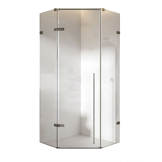 Matte Black Semi Frameless Glass Shower Screen Hinged Shower Door Clearhalo 'Bathroom Remodel & Bathroom Fixtures' 'Home Improvement' 'home_improvement' 'home_improvement_shower_tub_doors' 'Shower and Tub Doors' 'shower_tub_doors' 'Showers & Bathtubs' 1200x1200_0de5fb39-f625-473b-8bd7-6289d6cfcd90