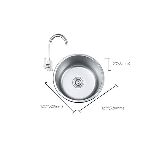 Round Single Bowl Kitchen Sink Stainless Steel Sink with Drain Strainer Kit Clearhalo 'Home Improvement' 'home_improvement' 'home_improvement_kitchen_sinks' 'Kitchen Remodel & Kitchen Fixtures' 'Kitchen Sinks & Faucet Components' 'Kitchen Sinks' 'kitchen_sinks' 1200x1200_0dfcb33e-9581-4dc3-8bc0-77c7df458d54