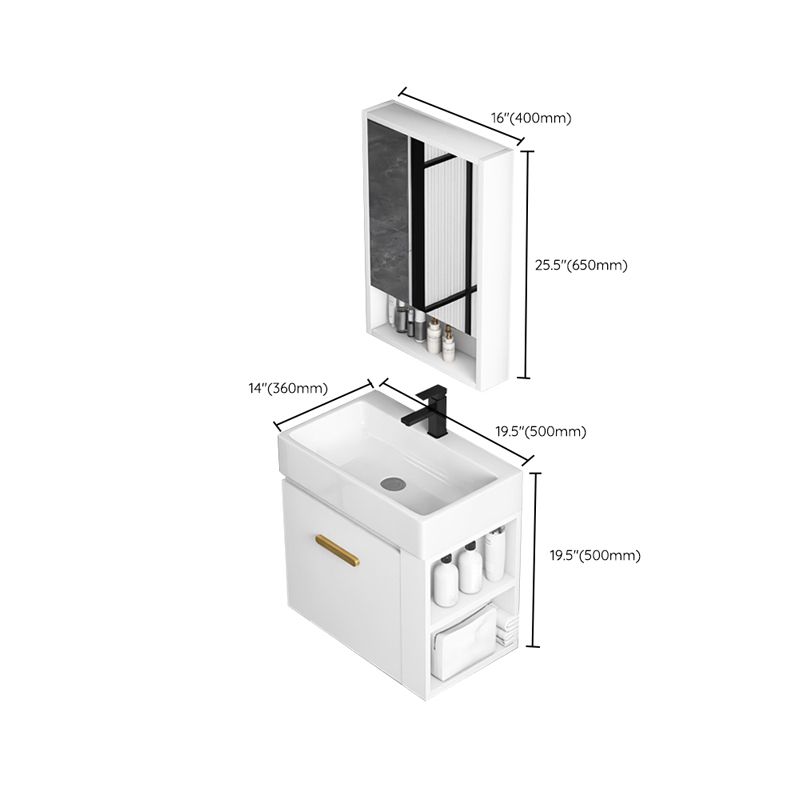 Modern Single Sink Vanity Set Wall Mount White Ceramic Vanity Clearhalo 'Bathroom Remodel & Bathroom Fixtures' 'Bathroom Vanities' 'bathroom_vanities' 'Home Improvement' 'home_improvement' 'home_improvement_bathroom_vanities' 1200x1200_0e03cc57-5726-49cf-8057-917ce4be468e