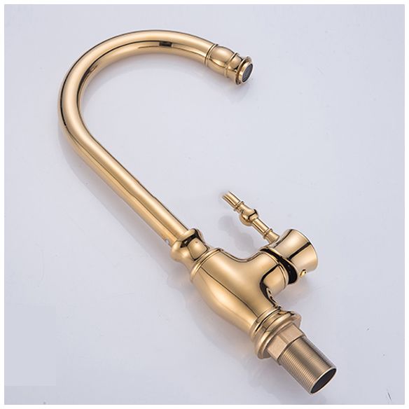 Traditional Bar Faucet 1-Handle with Supply Lines Kitchen Faucet in Gold Clearhalo 'Home Improvement' 'home_improvement' 'home_improvement_kitchen_faucets' 'Kitchen Faucets' 'Kitchen Remodel & Kitchen Fixtures' 'Kitchen Sinks & Faucet Components' 'kitchen_faucets' 1200x1200_0e0c8755-5192-4030-b2a1-442f977a05ff