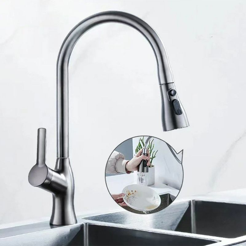 1-Hole 1-Handle Faucet Pull out Sprayer Standard Kitchen Faucet Clearhalo 'Home Improvement' 'home_improvement' 'home_improvement_kitchen_faucets' 'Kitchen Faucets' 'Kitchen Remodel & Kitchen Fixtures' 'Kitchen Sinks & Faucet Components' 'kitchen_faucets' 1200x1200_0e28001d-d4d1-4366-9e09-d374885975e9