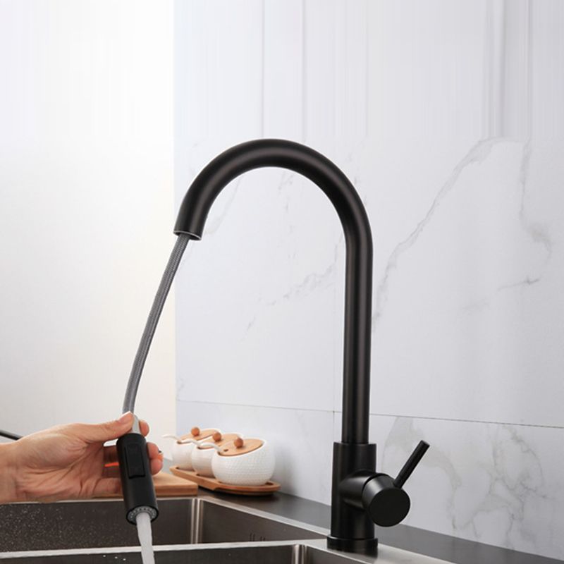 Traditional Pull down Kitchen Faucet Single Handle Faucet with Pull out Sprayer Clearhalo 'Home Improvement' 'home_improvement' 'home_improvement_kitchen_faucets' 'Kitchen Faucets' 'Kitchen Remodel & Kitchen Fixtures' 'Kitchen Sinks & Faucet Components' 'kitchen_faucets' 1200x1200_0e3f4236-f899-4bde-a455-0a4594a10bca