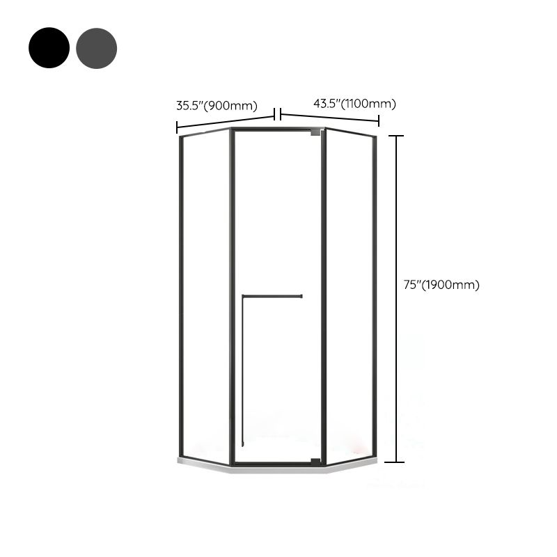 Pivot Diamond-shaped Shower Room Frame Tempered Swing Shower Door Clearhalo 'Bathroom Remodel & Bathroom Fixtures' 'Home Improvement' 'home_improvement' 'home_improvement_shower_tub_doors' 'Shower and Tub Doors' 'shower_tub_doors' 'Showers & Bathtubs' 1200x1200_0e5a9501-eb9a-4b5f-bfa4-7a5d6ac29cd6