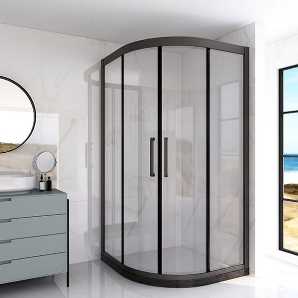 Black 304 Stainless Steel Shower Enclosure Clear Round Shower Stall Clearhalo 'Bathroom Remodel & Bathroom Fixtures' 'Home Improvement' 'home_improvement' 'home_improvement_shower_stalls_enclosures' 'Shower Stalls & Enclosures' 'shower_stalls_enclosures' 'Showers & Bathtubs' 1200x1200_0e6fc2dd-4788-4c8e-9360-1f551a434d42