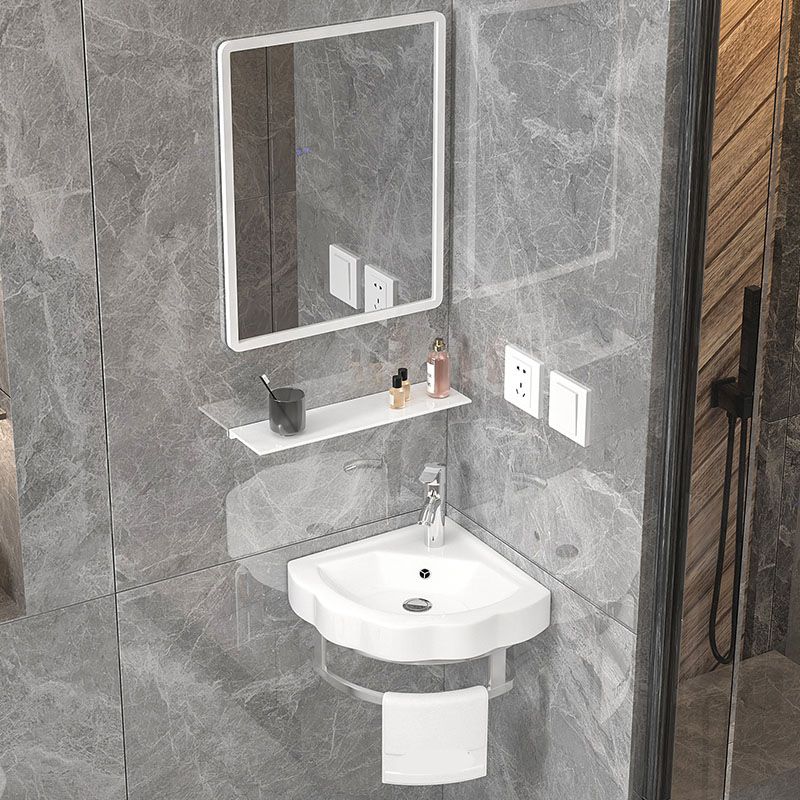 Bathroom Sink White Ceramic Wall-mounted Mirror Faucet Anti-spill Sink Clearhalo 'Bathroom Remodel & Bathroom Fixtures' 'Bathroom Sinks & Faucet Components' 'Bathroom Sinks' 'bathroom_sink' 'Home Improvement' 'home_improvement' 'home_improvement_bathroom_sink' 1200x1200_0ea0ffa0-eef1-42b6-a791-48850139681c