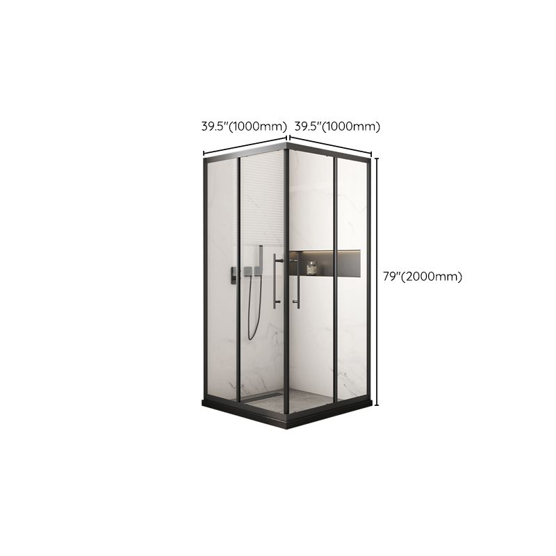 Black Framed Shower Doors Double Sliding Tempered Shower Bath Door Clearhalo 'Bathroom Remodel & Bathroom Fixtures' 'Home Improvement' 'home_improvement' 'home_improvement_shower_tub_doors' 'Shower and Tub Doors' 'shower_tub_doors' 'Showers & Bathtubs' 1200x1200_0eb2674b-bc31-418a-8dbc-7bbf4760cb84