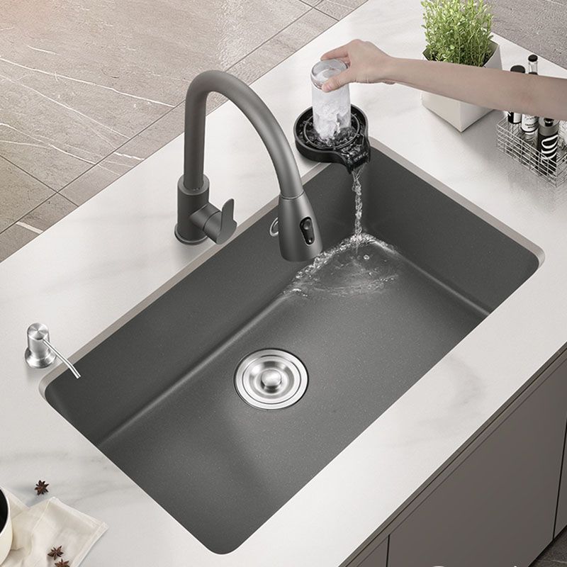 Quartz Kitchen Sink Contemporary Single Bowl Kitchen Sink with Strainer Clearhalo 'Home Improvement' 'home_improvement' 'home_improvement_kitchen_sinks' 'Kitchen Remodel & Kitchen Fixtures' 'Kitchen Sinks & Faucet Components' 'Kitchen Sinks' 'kitchen_sinks' 1200x1200_0ec16698-f034-4189-a915-5730ee1e72ea