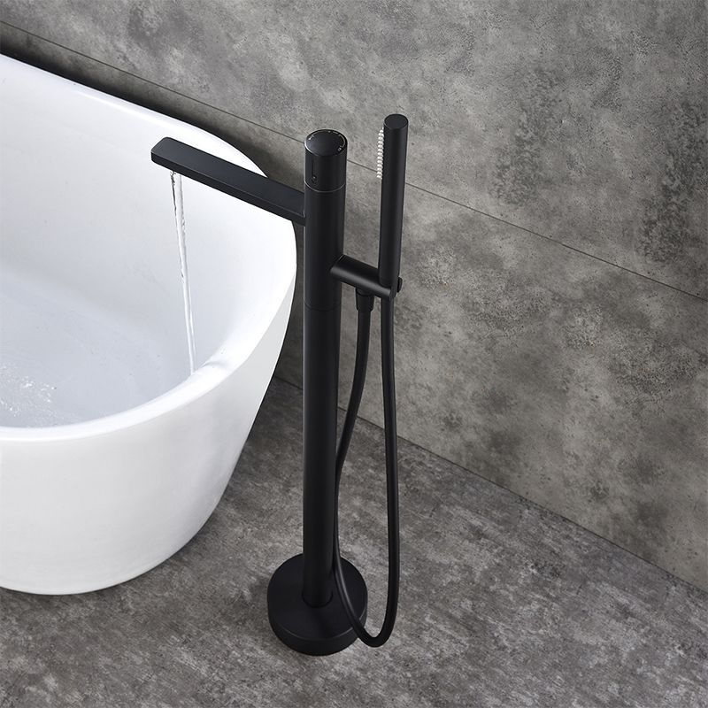 Floor Mounted Metal Freestanding Tub Filler Swivel Nickel Freestanding Faucet Clearhalo 'Bathroom Remodel & Bathroom Fixtures' 'Bathtub Faucets' 'bathtub_faucets' 'Home Improvement' 'home_improvement' 'home_improvement_bathtub_faucets' 1200x1200_0ed72359-a1b7-4075-88b5-1b1865f5f88c