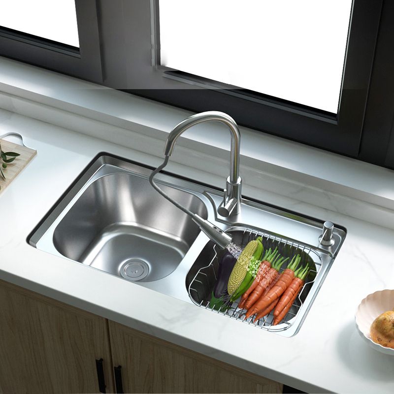 Dirt Resistant Kitchen Double Sink Stainless Steel Drop-In Kitchen Sink Clearhalo 'Home Improvement' 'home_improvement' 'home_improvement_kitchen_sinks' 'Kitchen Remodel & Kitchen Fixtures' 'Kitchen Sinks & Faucet Components' 'Kitchen Sinks' 'kitchen_sinks' 1200x1200_0ee45cf0-19d4-4c63-82be-d50818b6520e