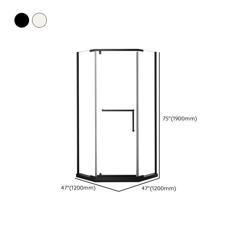 Black and Silver Neo-Angle Shower Enclosure Tempered Glass Shower Enclosure Clearhalo 'Bathroom Remodel & Bathroom Fixtures' 'Home Improvement' 'home_improvement' 'home_improvement_shower_stalls_enclosures' 'Shower Stalls & Enclosures' 'shower_stalls_enclosures' 'Showers & Bathtubs' 1200x1200_0ef1590f-5a42-4e63-9854-5bf87869adc7