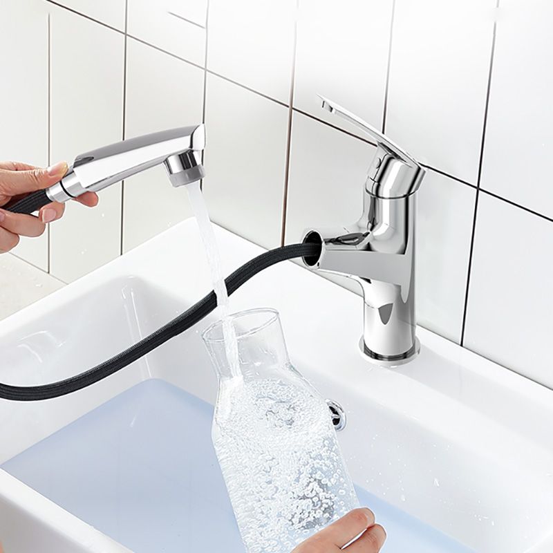 Modern Vessel Sink Faucet Lever Handle Low Arc with Pull Out Sprayer Clearhalo 'Bathroom Remodel & Bathroom Fixtures' 'Bathroom Sink Faucets' 'Bathroom Sinks & Faucet Components' 'bathroom_sink_faucets' 'Home Improvement' 'home_improvement' 'home_improvement_bathroom_sink_faucets' 1200x1200_0efd8e8c-870d-4f71-b4ca-933040626ca4