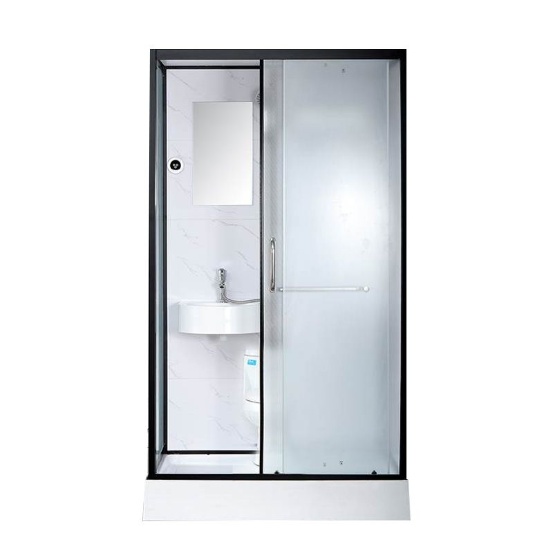 Single Sliding Rectangle Shower Kit White Frosted Shower Stall with Shower Tray Clearhalo 'Bathroom Remodel & Bathroom Fixtures' 'Home Improvement' 'home_improvement' 'home_improvement_shower_stalls_enclosures' 'Shower Stalls & Enclosures' 'shower_stalls_enclosures' 'Showers & Bathtubs' 1200x1200_0effcee4-ea26-4f9e-aa82-11b9aae92297