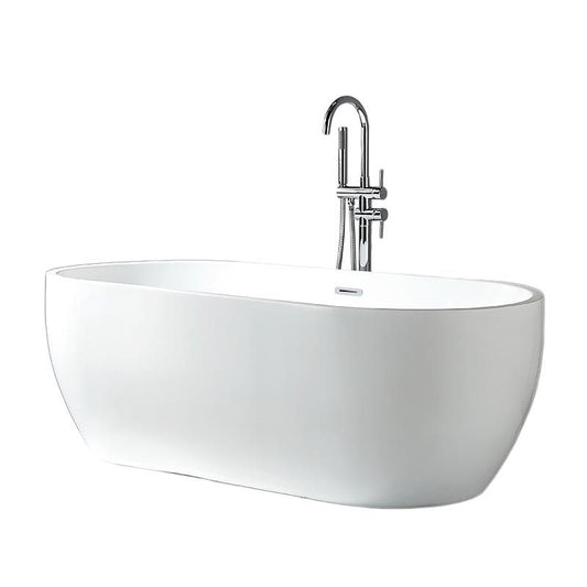 Modern White Acrylic Bath Tub Oval Freestanding Bathtub for Home Clearhalo 'Bathroom Remodel & Bathroom Fixtures' 'Bathtubs' 'Home Improvement' 'home_improvement' 'home_improvement_bathtubs' 'Showers & Bathtubs' 1200x1200_0f25f268-ac25-4c80-bc01-b22f837e0bfa